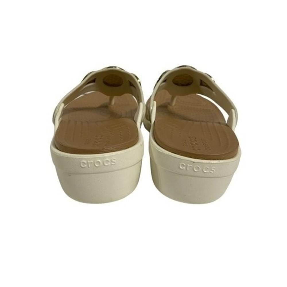 CROCS Women's Flip flops 
with Gold and Cream Accents sz. 6 - Picture 4 of 5